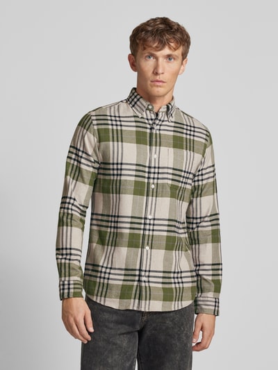 Jack & Jones Premium Slim fit vrijetijdsoverhemd met button-downkraag, model 'BLUNORRIS' Groen - 4