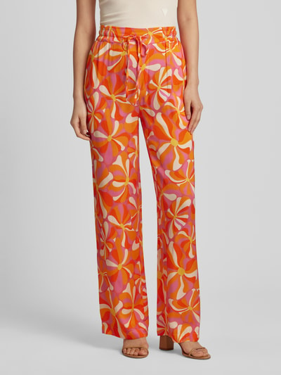 Frieda & Freddies Stoffen broek van viscose met all-over print Oranje - 4