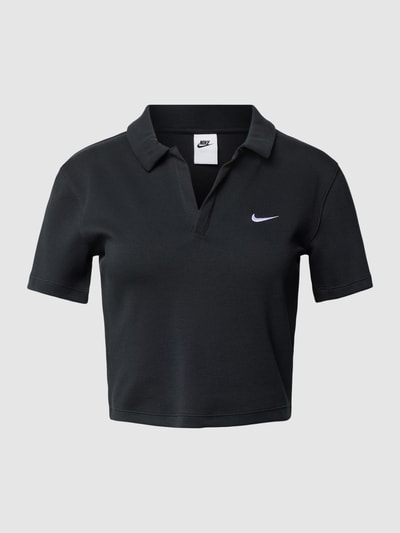 Nike Cropped Poloshirt mit V-Ausschnitt Black 1