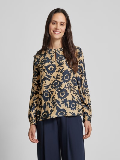 Luisa Cerano Blouse van zijde met druppelvormige hals Camel - 4