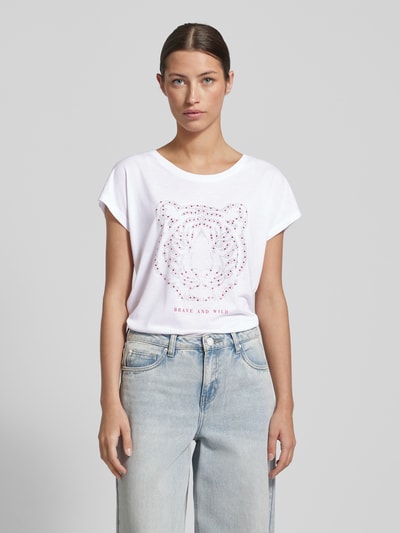 Montego T-shirt met siersteentjes Wit - 4