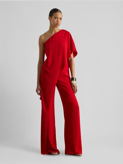 Lauren Ralph Lauren shaped fit jumpsuit met zacht vallende cape-overlay. Rood - 1