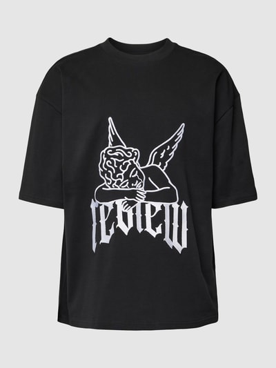 REVIEW Oversized T-Shirt mit ANGEL Logo Print Black 2