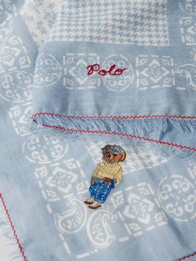 Polo Ralph Lauren Sjaal met motiefstitching en franjes Blauw - 2