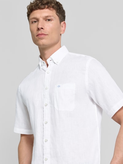 Fynch-Hatton Regular Fit Leinenhemd mit Button-Down-Kragen Weiss 3