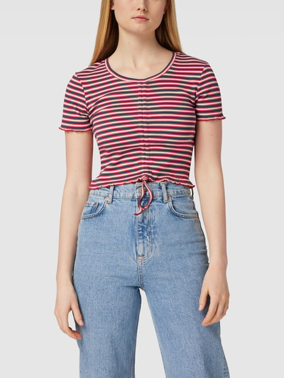 Pepe Jeans Cropped T-Shirt mit Streifenmuster Modell 'CODY' Rot 4