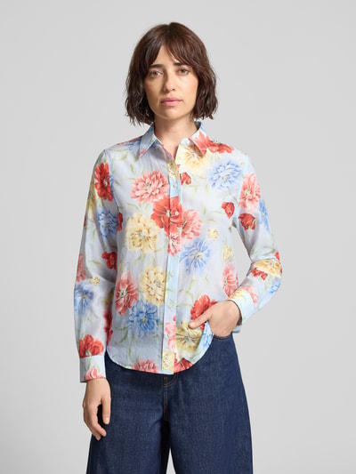 GANT Bluse mit Seide-Anteil und Hemdblusenkragen Hellblau 4