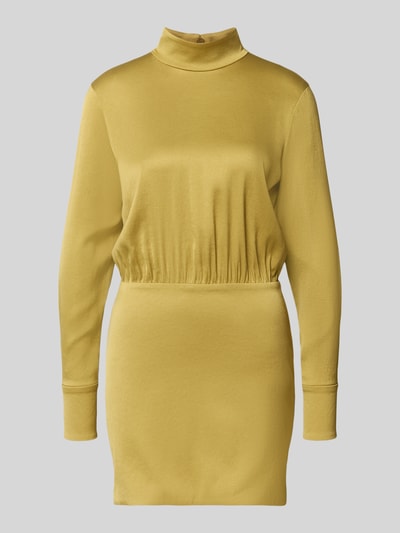 Produktfoto, Minikleid mit Stehkragen Modell 'OVINE' von Drykorn in Gelb, figurbetonter Schnitt, glatte Textur, Stretch-Material-Mix