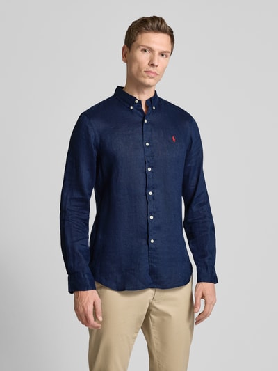 Polo Ralph Lauren Slim fit linnen overhemd met button-downkraag Marineblauw - 4