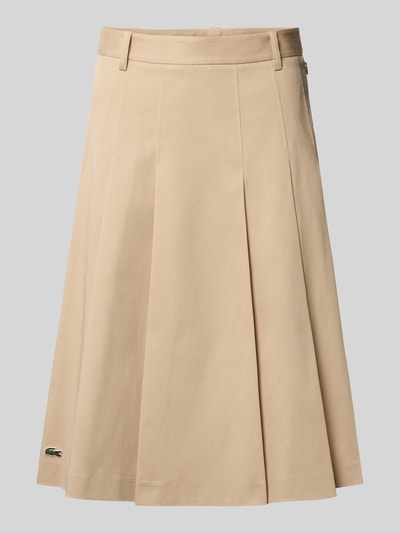 Lacoste A-Linie Midi-Rock aus Baumwoll-Mix Camel 1