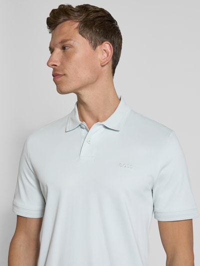 BOSS Orange Regular Fit Poloshirt mit Logo-Stitching Modell 'Interlock' Hellblau 3