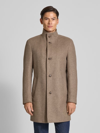 BOSS Slim Fit Wollmantel mit Fischgrätenmuster Modell 'HYDE' Taupe 4