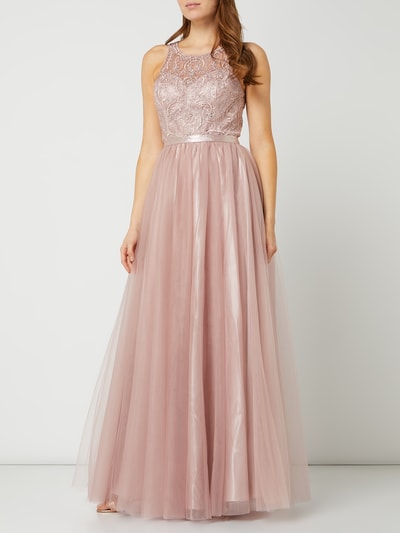 Luxuar Abendkleid aus Tüll mit Stickereien  Mauve 1