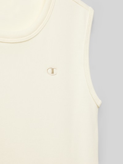 Productfoto, Regular Fit Top mit Logo-Stitching van CHAMPION in crèmekleur, katoenmix, ronde hals, structuurdetails, kindertop, detailopname