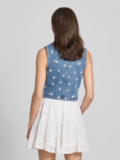 Mango Jeansweste mit floralen Stickereien Modell 'MASSY' Jeansblau 5
