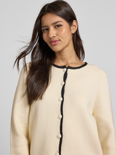 ICHI Kurtka z dzianiny z okrągłym dekoltem model ‘BRICA’ Złamany biały 3