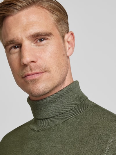 OLYMP Level Five Slim Fit Strickpullover mit Rollkragen Dunkelgruen 3