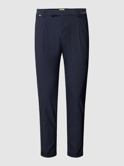 Cinque Regular fit broek met persplooien, model 'Sand' Marineblauw - 2