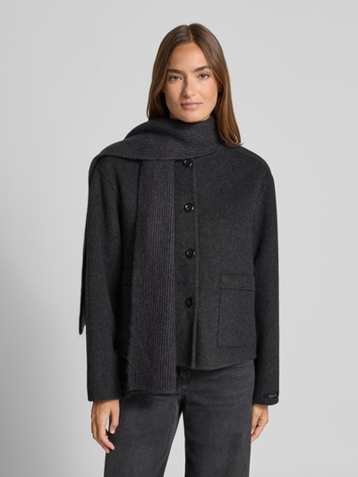 MOS MOSH Wolljacke mit Schal Modell 'Maria Loisa' Dunkelgrau 4