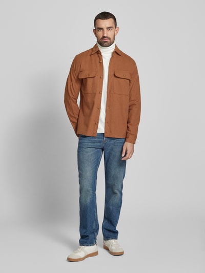 Jack & Jones Premium Regular Fit Hemdjacke mit Brustpattentaschen Modell 'RAYMOND' Cognac 1