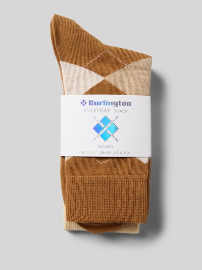 Burlington Sokken met argyle-stitching in een set van 2 paar Beige - 3