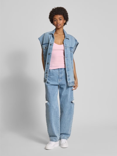 LeGer by Lena Gercke Top z prążkowanymi wykończeniami model ‘Kaili’ Mocnoróżowy 1