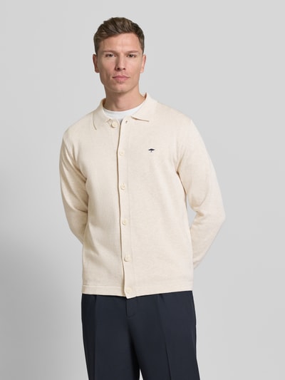 Fynch-Hatton Gebreid jack met Polokraag en Labelstitching Offwhite - 4