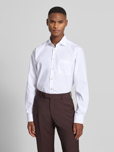 SEIDENSTICKER REGULAR FIT Koszula biznesowa o kroju regular fit z bawełny z kołnierzykiem typu kent Biały 4