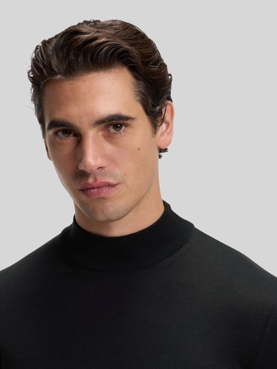 BOSS Regular fit pullover van zuivere scheerwol model 'Bjarno' Zwart - 3
