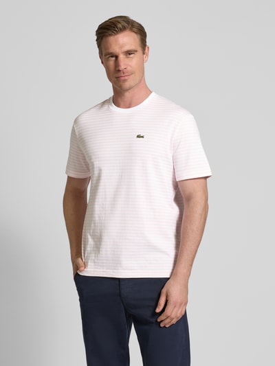 Lacoste T-shirt met labelstitching Lichtroze - 4