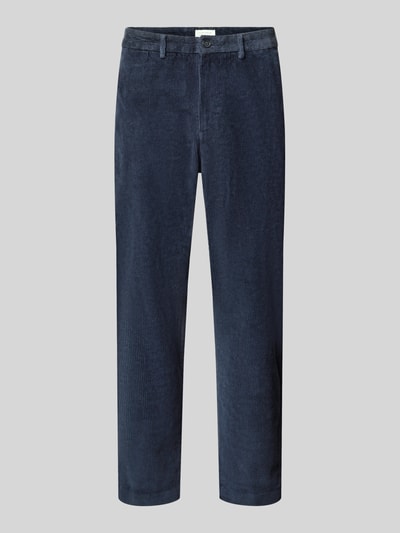 Produktfoto, Cordhose mit seitlichen Eingrifftaschen von Casual Friday in Dunkelblau, Baumwoll-Mix mit Stretch-Anteil, strukturierte Oberfläche
