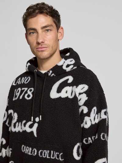 CARLO COLUCCI Bluza typu oversized z kapturem i kieszenią kangurką Czarny 3