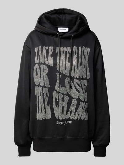 Sixth June Oversized Hoodie mit Strasssteinbesatz Black 2