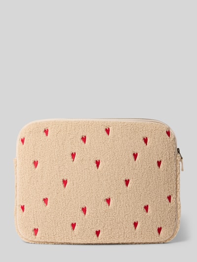 STUDIO NOOS Laptoptasche aus Teddyfell mit Stitchings und Label-Detail Beige 2