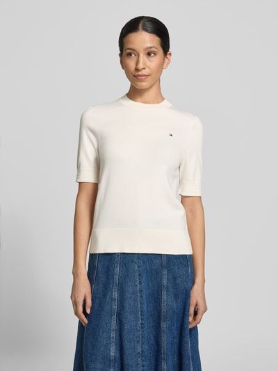 Tommy Hilfiger Regular Fit Strickpullover aus Baumwoll-Mix  Ecru 4