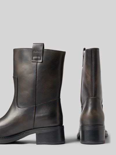 ALOHAS Boots aus Rindsnappa mit Blockabsatz Dunkelbraun 2