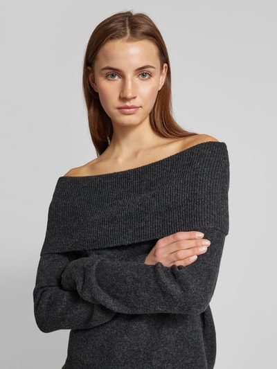 Tom Tailor Denim Weicher Pullover mit Carmen-Ausschnitt Anthrazit 3