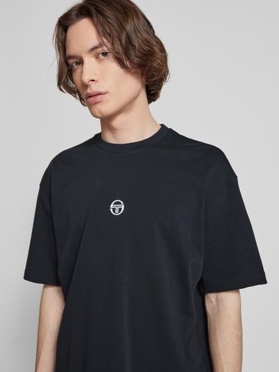 SERGIO TACCHINI T-shirt met labelstitching, model 'SIMBA' Zwart - 3