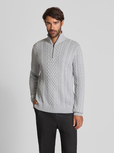 Jack & Jones Premium Gebreide pullover met ribboorden, model 'BLUSEAN' Lichtgrijs gemêleerd - 4