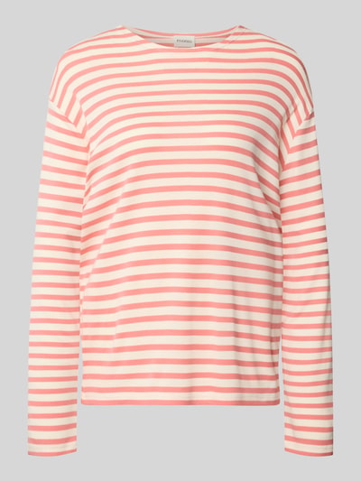 Produktfoto, Longsleeve im Allover-Look mit Rundhalsausschnitt von Closed, rosa-weiße Streifen, Baumwoll-Modal-Mix, Relaxed Fit