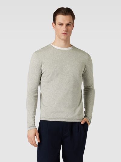 Christian Berg Men Gebreide pullover in effen design  Lichtgrijs gemêleerd - 4