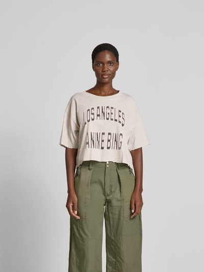 Anine Bing Cropped T-Shirt mit Logo-Print Hellgrau 4
