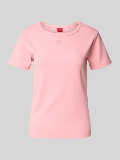HUGO T-shirt met ronde hals en labelstitching Roze - 2