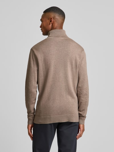 Tom Tailor Regular Fit Rollkragenpullover aus reiner Baumwolle mit Logo-Stitching Mud 5