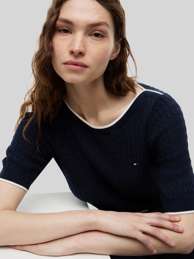 Tommy Hilfiger Regular Fit Pullover aus reiner Baumwolle mit kurzen Ärmeln Marine 3