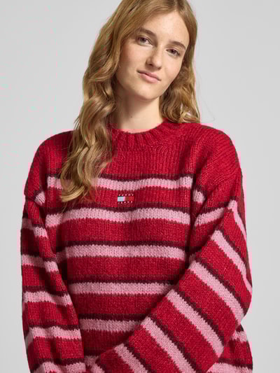 Tommy Jeans Regular fit gebreide pullover met alpaca Bordeaux - 3