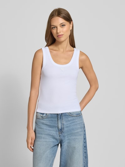 Guess Tanktop in Ripp-Optik mit Label-Detail Weiss 4