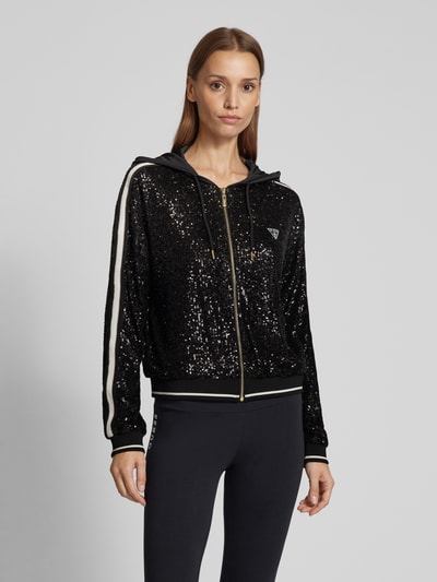 Guess Activewear Bluza rozpinana z cekinowym obszyciem model ‘MINI SEQUINS’ Czarny 4