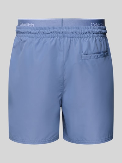 Produktfoto, Regular Fit Shorts mit integriertem Slip von Calvin Klein Underwear in Blau mit Logo-Stitching, elastischer Bund mit Tunnelzug. Herren Shorts.