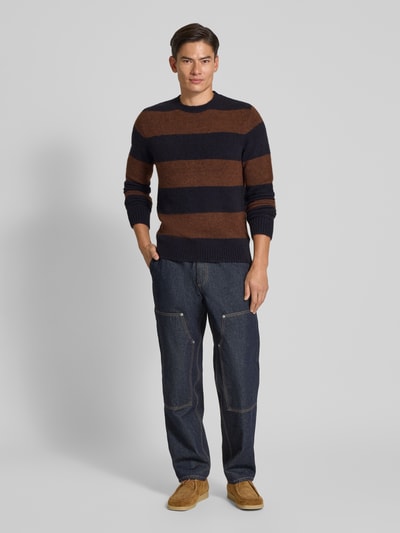 Forét Strickpullover mit Leinen-Anteil Modell 'ALPINE' Dunkelblau 1